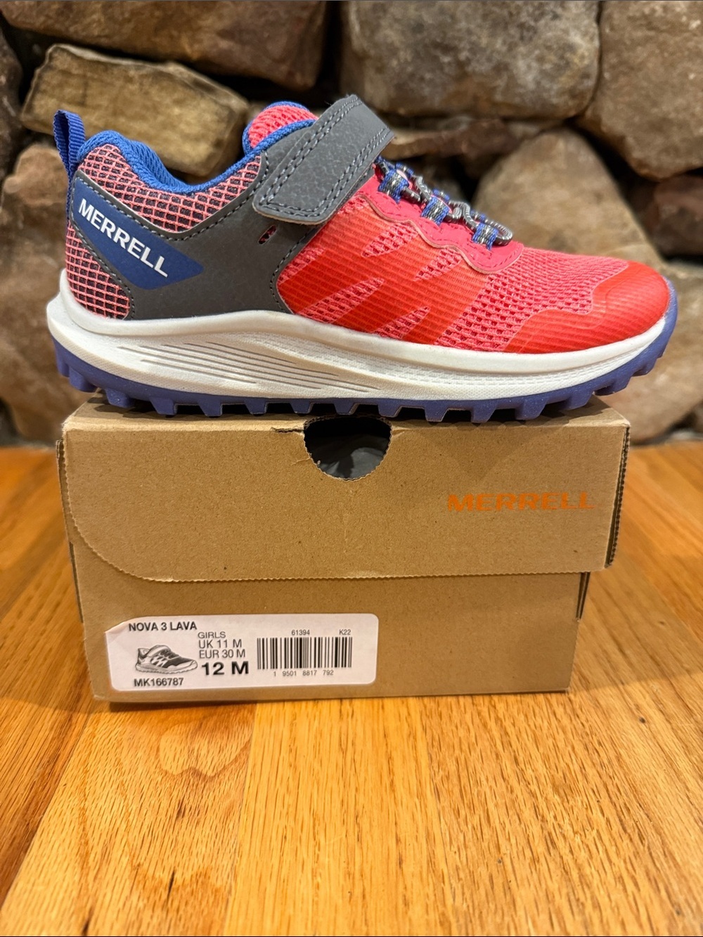 New Girls 12 M Merrell Kids Red and Blue Trail Sneaker - Nova Style